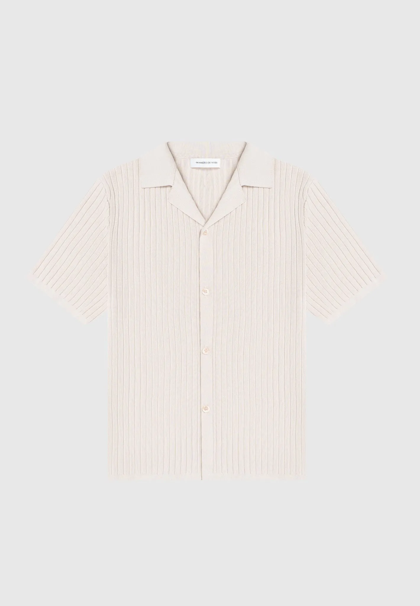 Ribbed Knit Revere Shirt - Cream sold by Maniere De Voir product image thumbnail 2