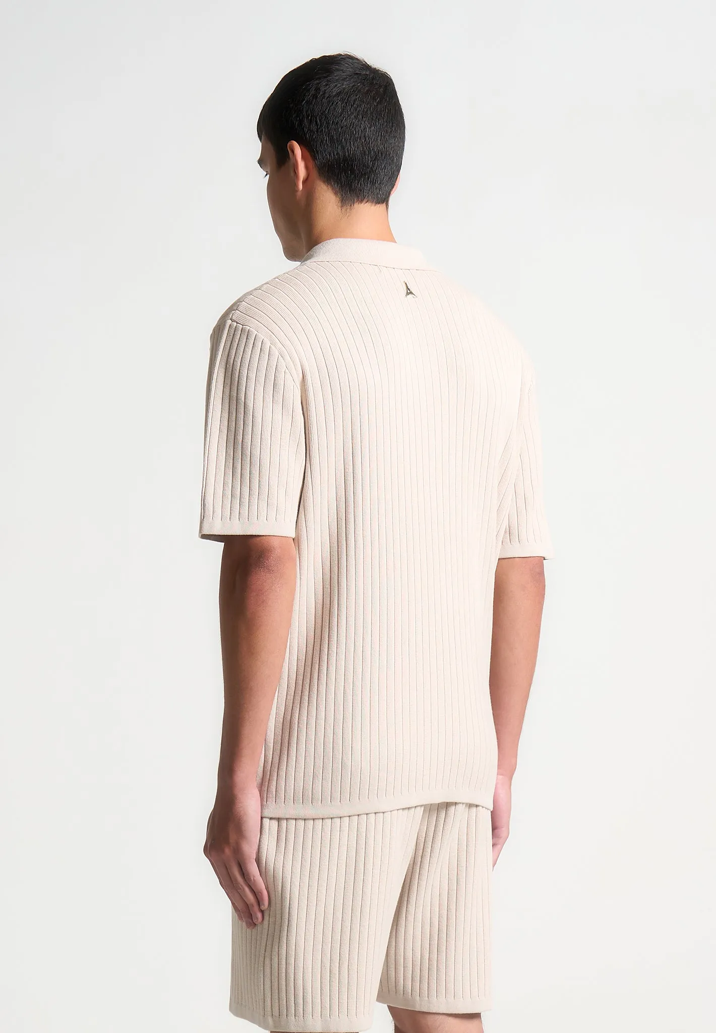 Ribbed Knit Revere Shirt - Cream sold by Maniere De Voir product image thumbnail 5