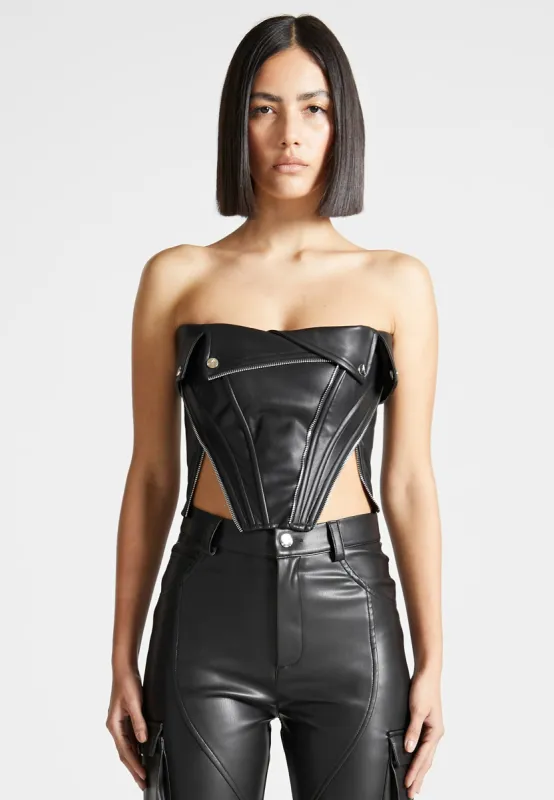Leather Biker Corset - Black sold by Maniere De Voir