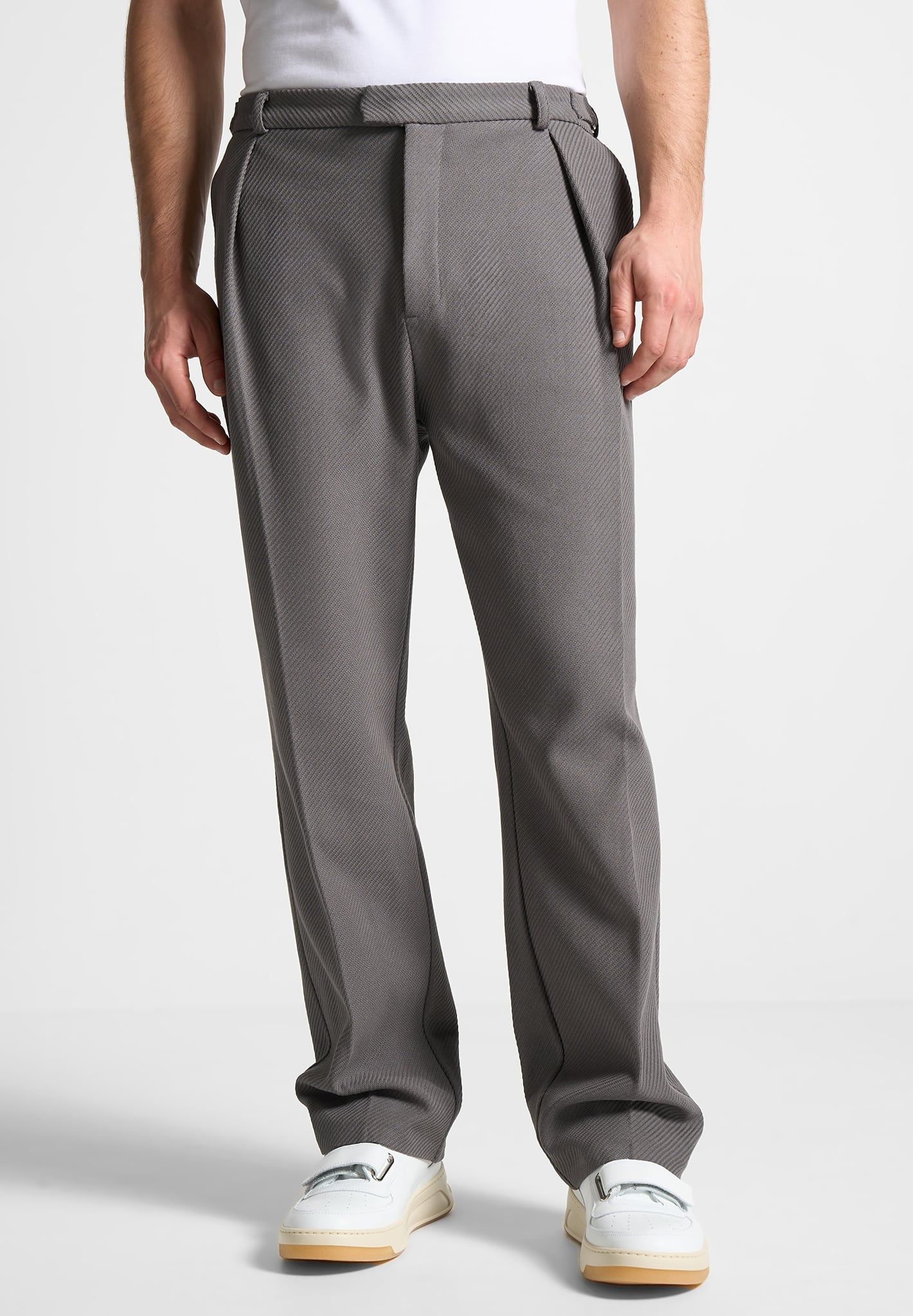 Twill Regular Trousers with Pleat - Grey sold by Maniere De Voir product image thumbnail 4