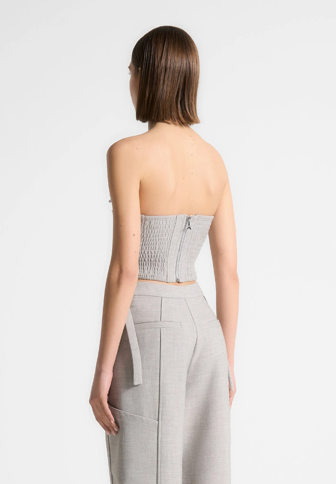 Pleated Bandeau Melange Corset Top - Beige sold by Maniere De Voir product image thumbnail 4