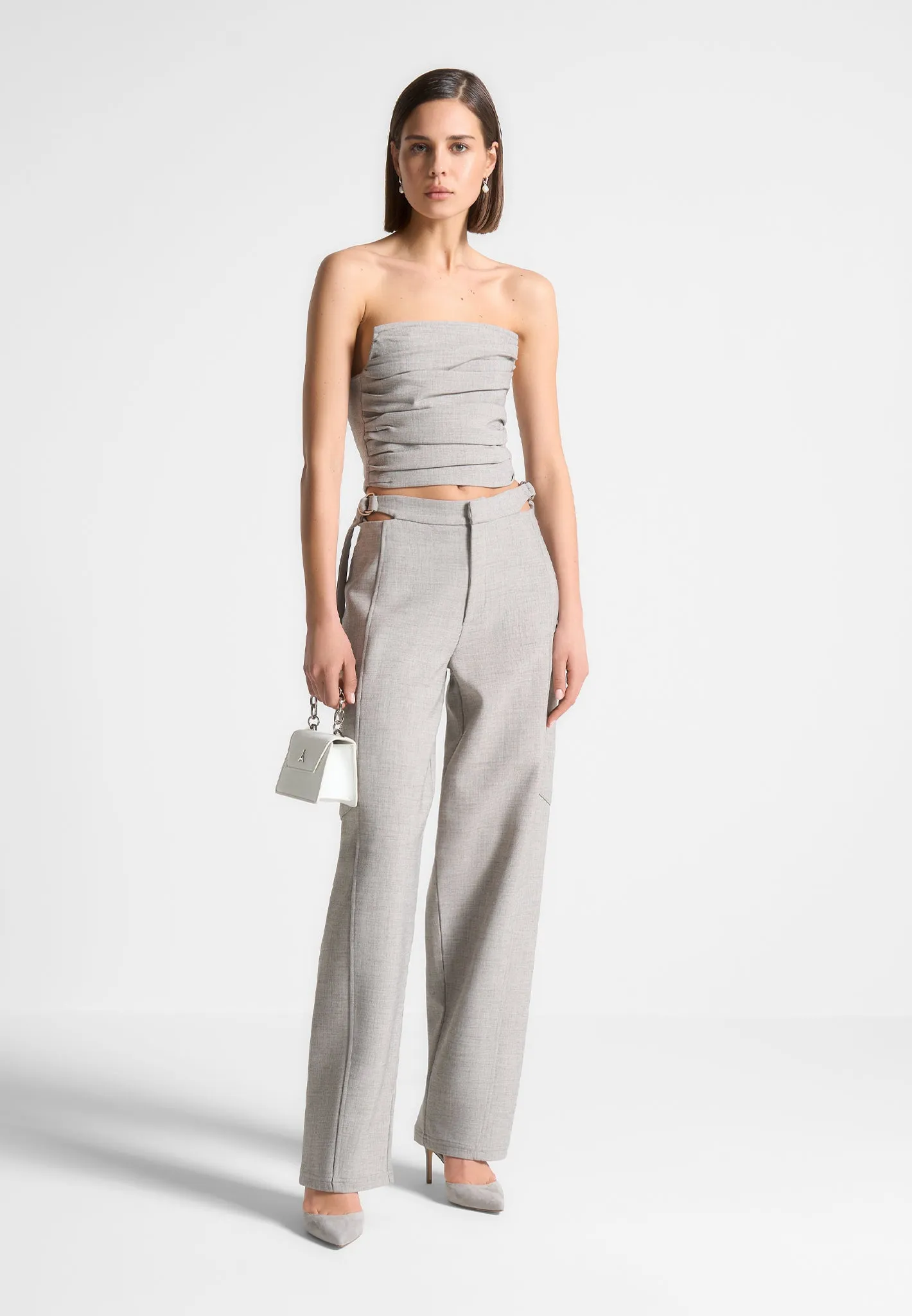Pleated Bandeau Melange Corset Top - Beige sold by Maniere De Voir product image thumbnail 2