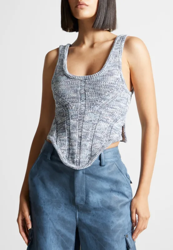 Space Dye Knit Corset Top - Blue sold by Maniere De Voir