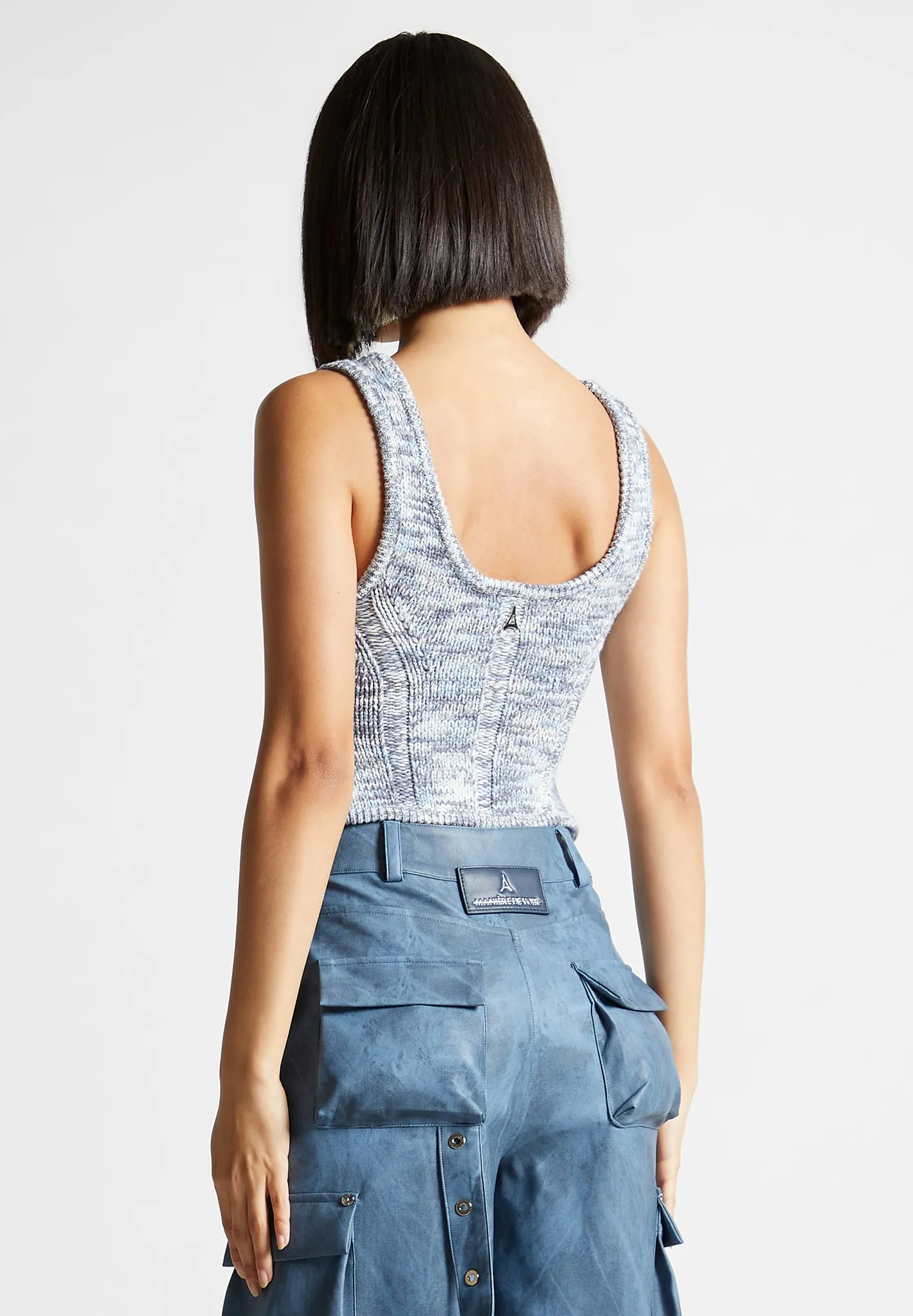 Space Dye Knit Corset Top - Blue sold by Maniere De Voir product image thumbnail 5