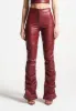 Caroline - Tacked Leather Flared Trousers - Wine Red sold by Maniere De Voir