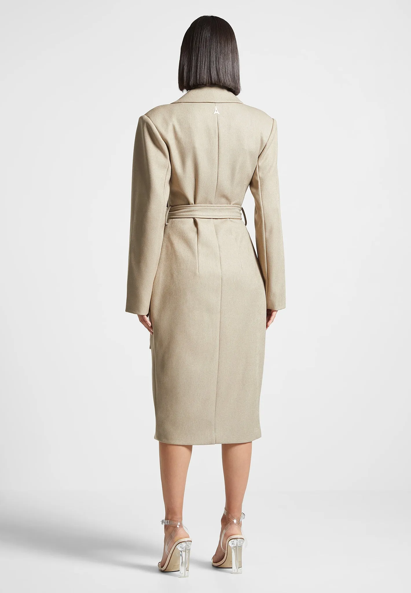 Asymmetric Tailored Longline Coat - Beige sold by Maniere De Voir product image thumbnail 4