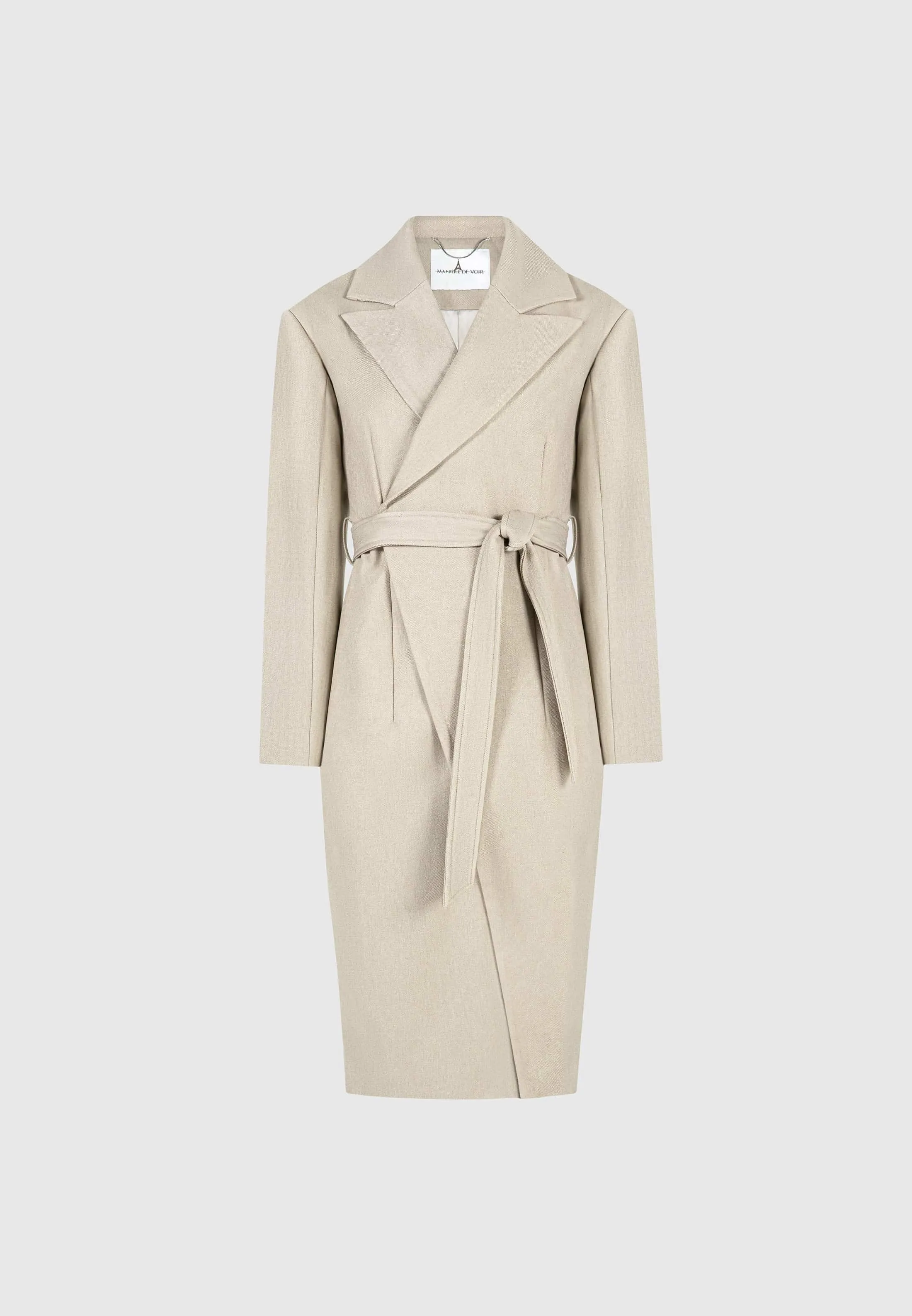 Asymmetric Tailored Longline Coat - Beige sold by Maniere De Voir product image thumbnail 2