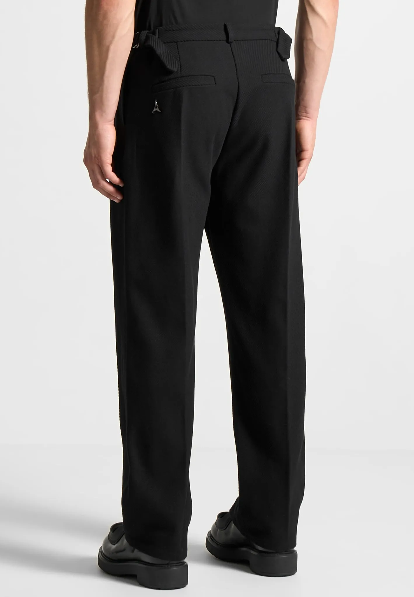 Twill Regular Trousers with Pleat - Black sold by Maniere De Voir product image thumbnail 5