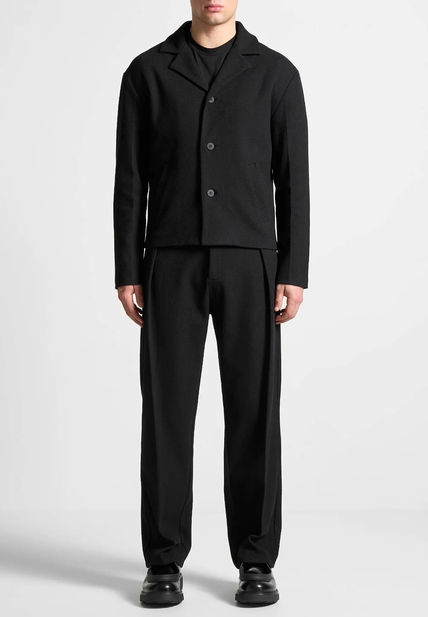 Twill Regular Trousers with Pleat - Black sold by Maniere De Voir product image thumbnail 3