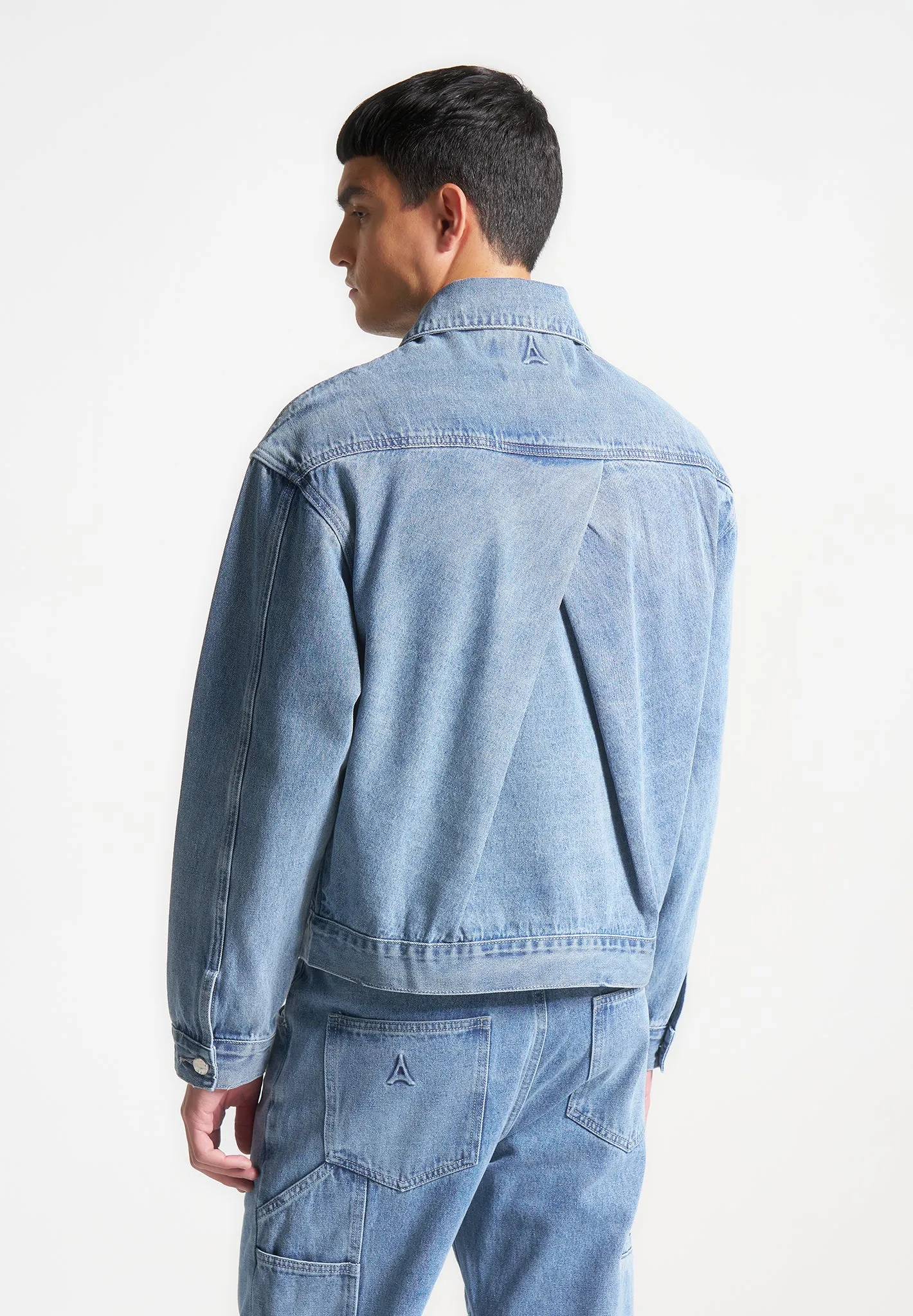 Contrast Stitch Carpenter Jacket - Mid Blue sold by Maniere De Voir