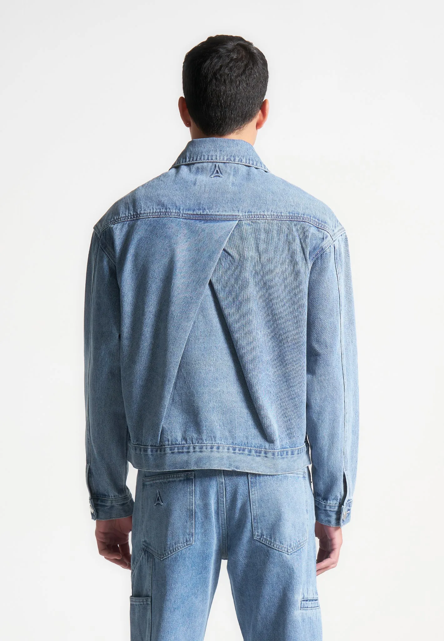 Contrast Stitch Carpenter Jacket - Mid Blue sold by Maniere De Voir product image thumbnail 5