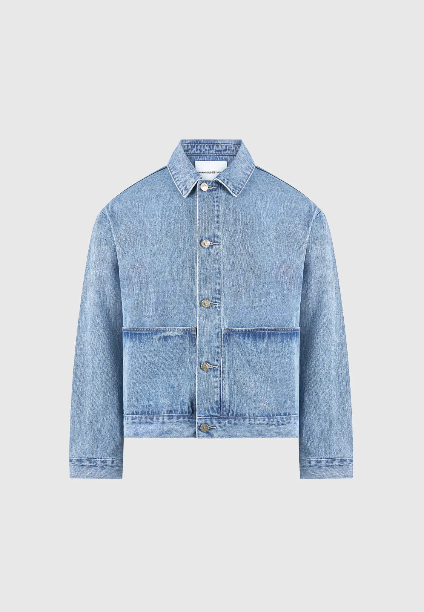 Contrast Stitch Carpenter Jacket - Mid Blue sold by Maniere De Voir product image thumbnail 2