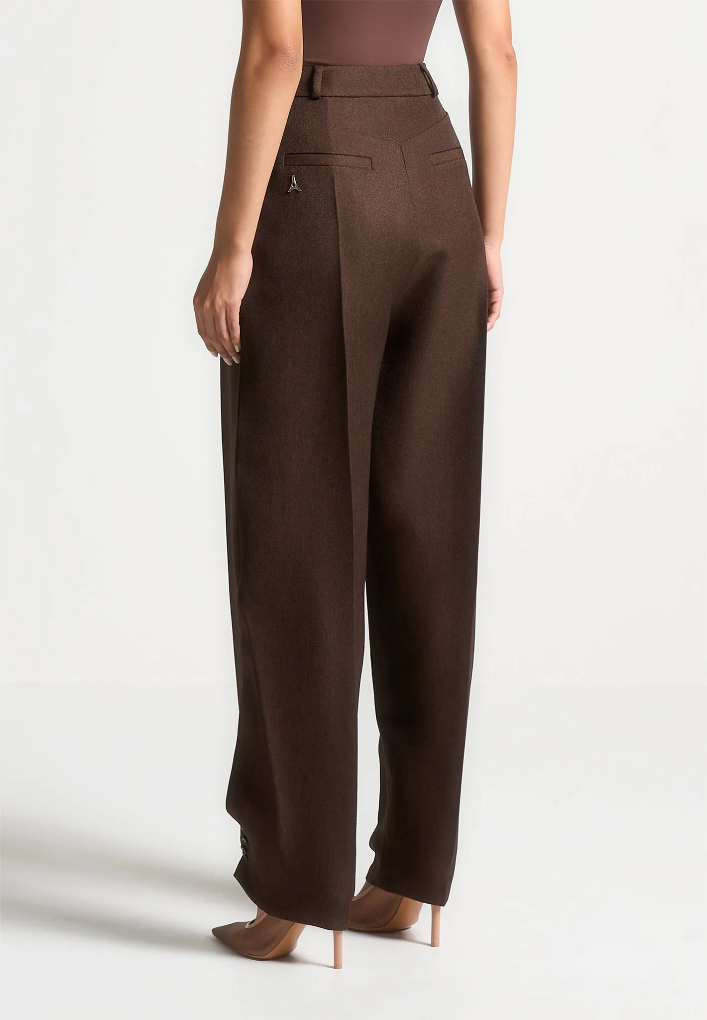 Sophie - Twist Leg Tailored Trousers - Brown sold by Maniere De Voir product image thumbnail 4