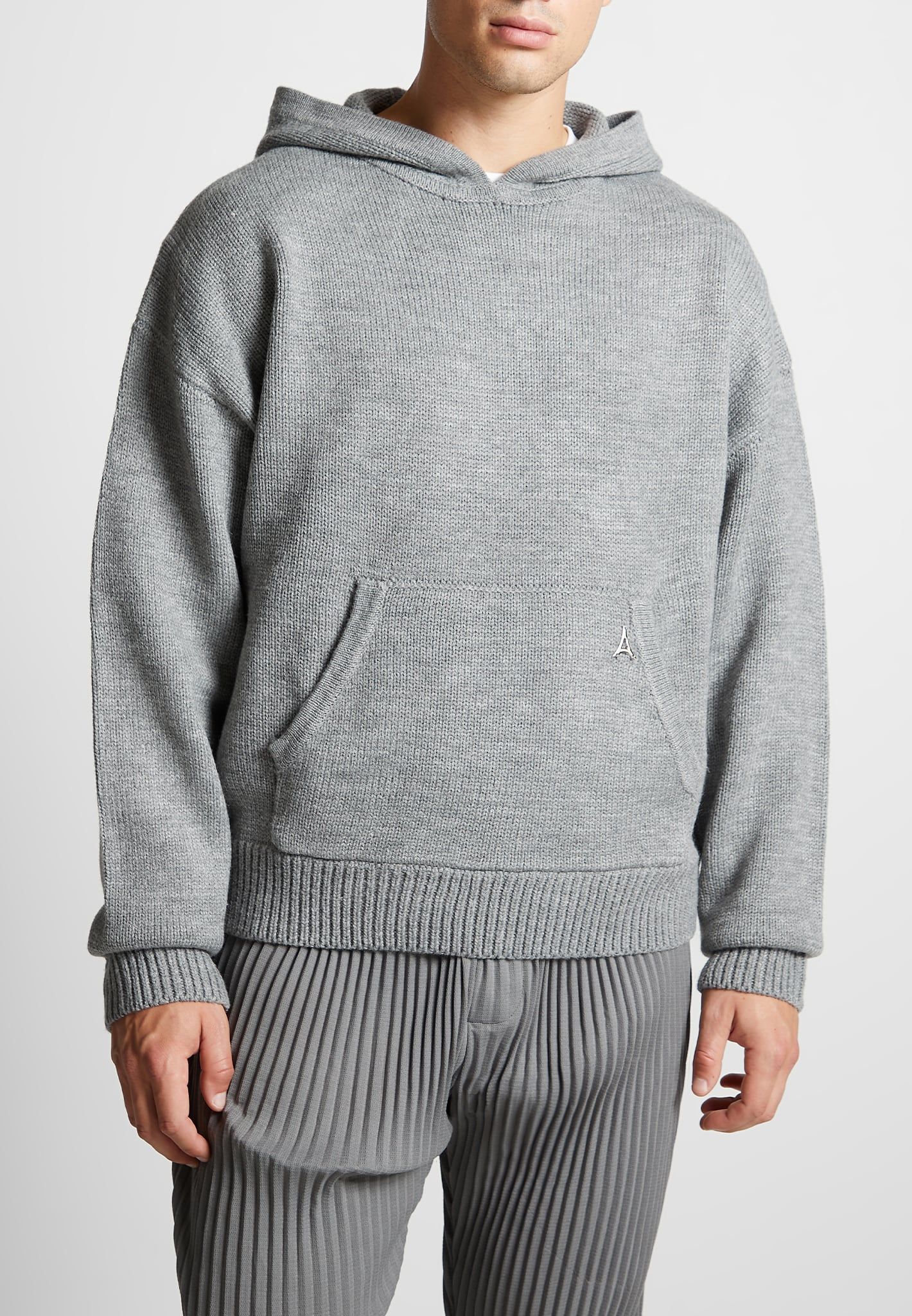 Knitted Hoodie - Light Grey Marl sold by Maniere De Voir product image thumbnail 5