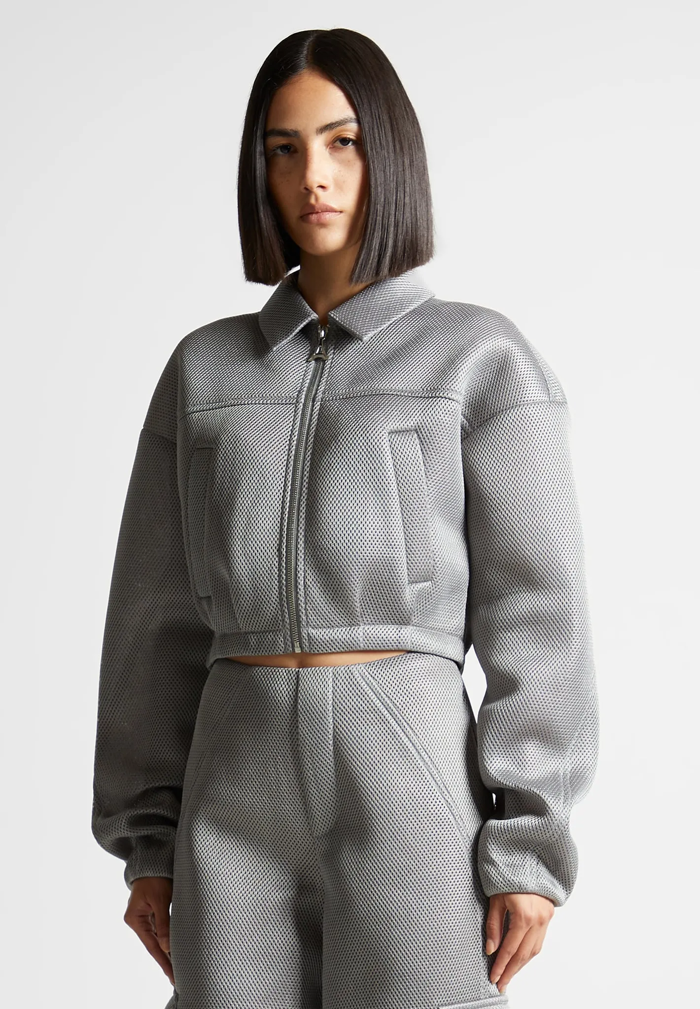 Mesh Bomber Jacket - Silver sold by Maniere De Voir product image thumbnail 5