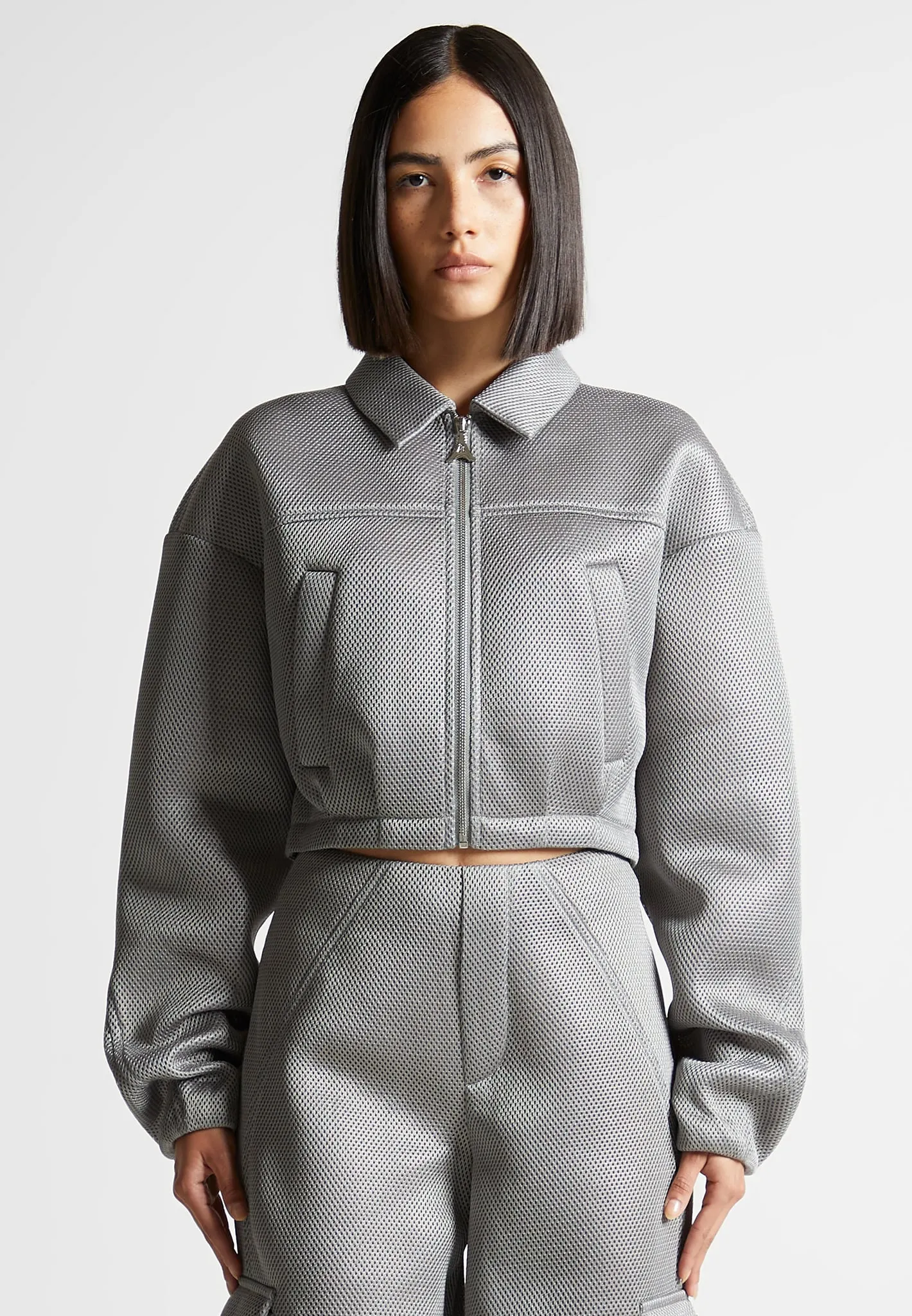 Mesh Bomber Jacket - Silver sold by Maniere De Voir product image thumbnail 3