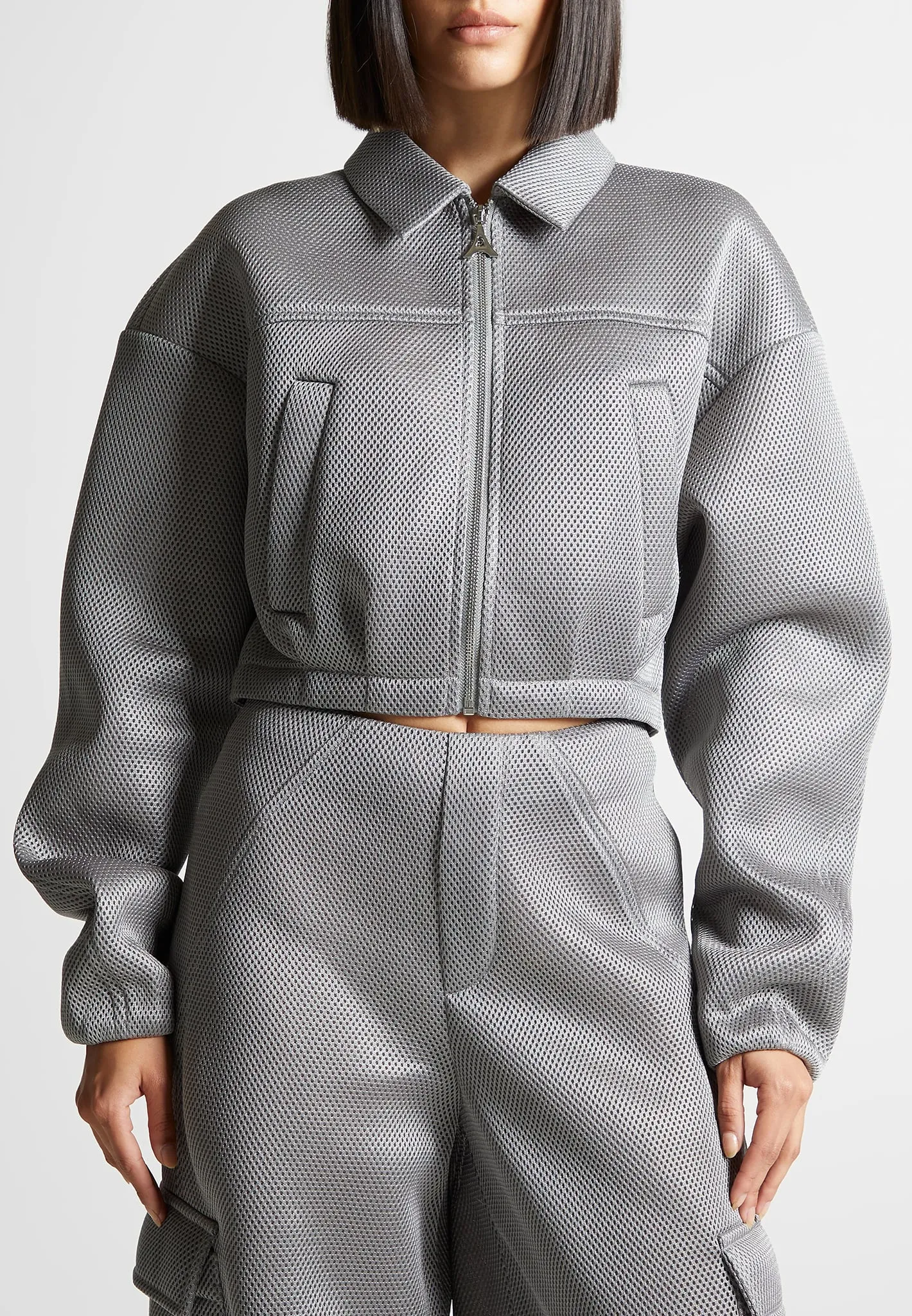 Mesh Bomber Jacket - Silver sold by Maniere De Voir product image thumbnail 4