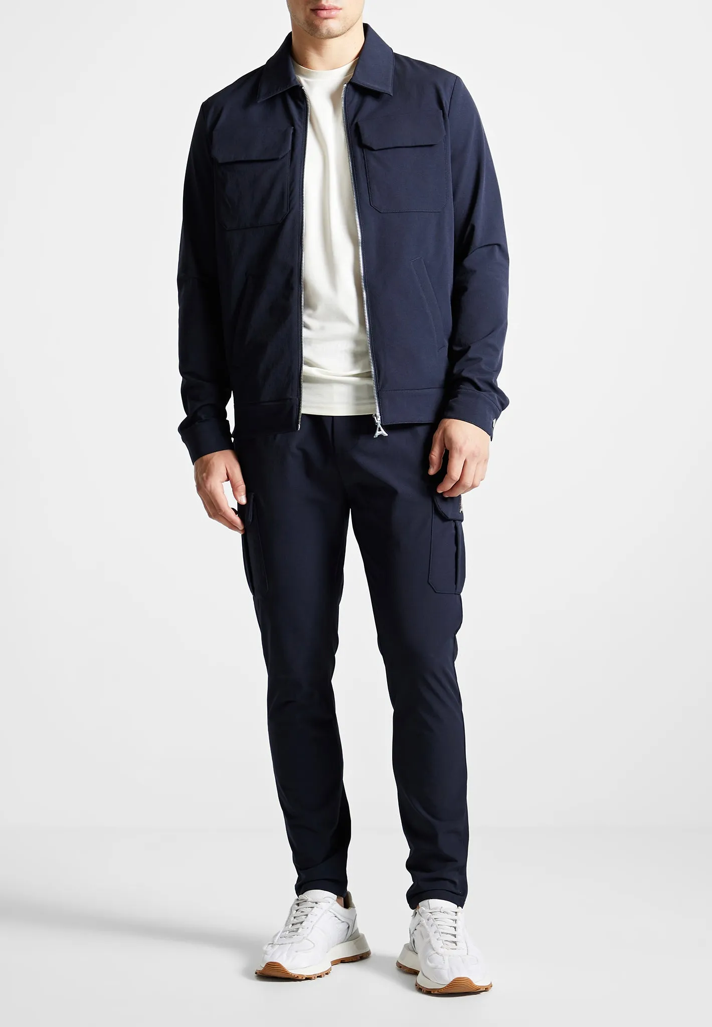 Technical Cargo Jacket - Navy sold by Maniere De Voir