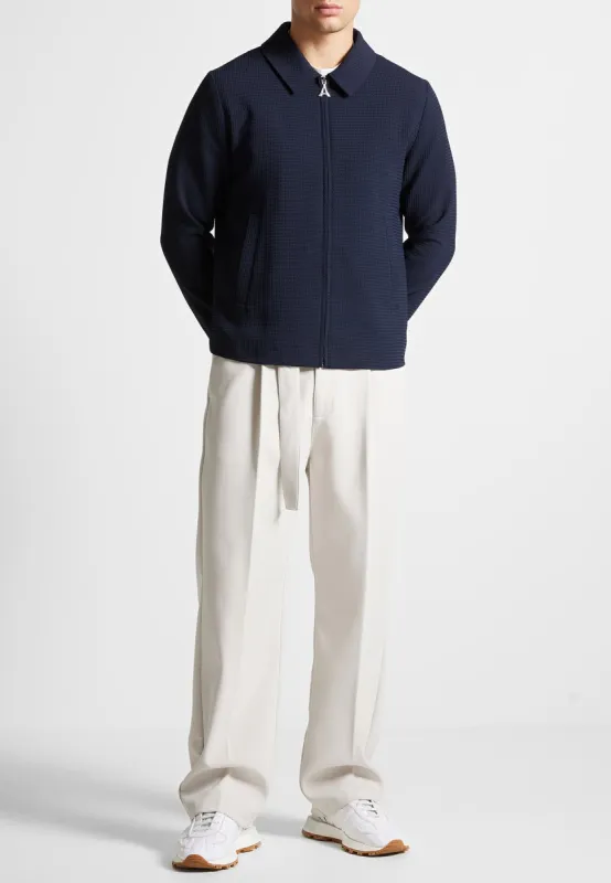 Waffle Seersucker Jacket - Navy sold by Maniere De Voir