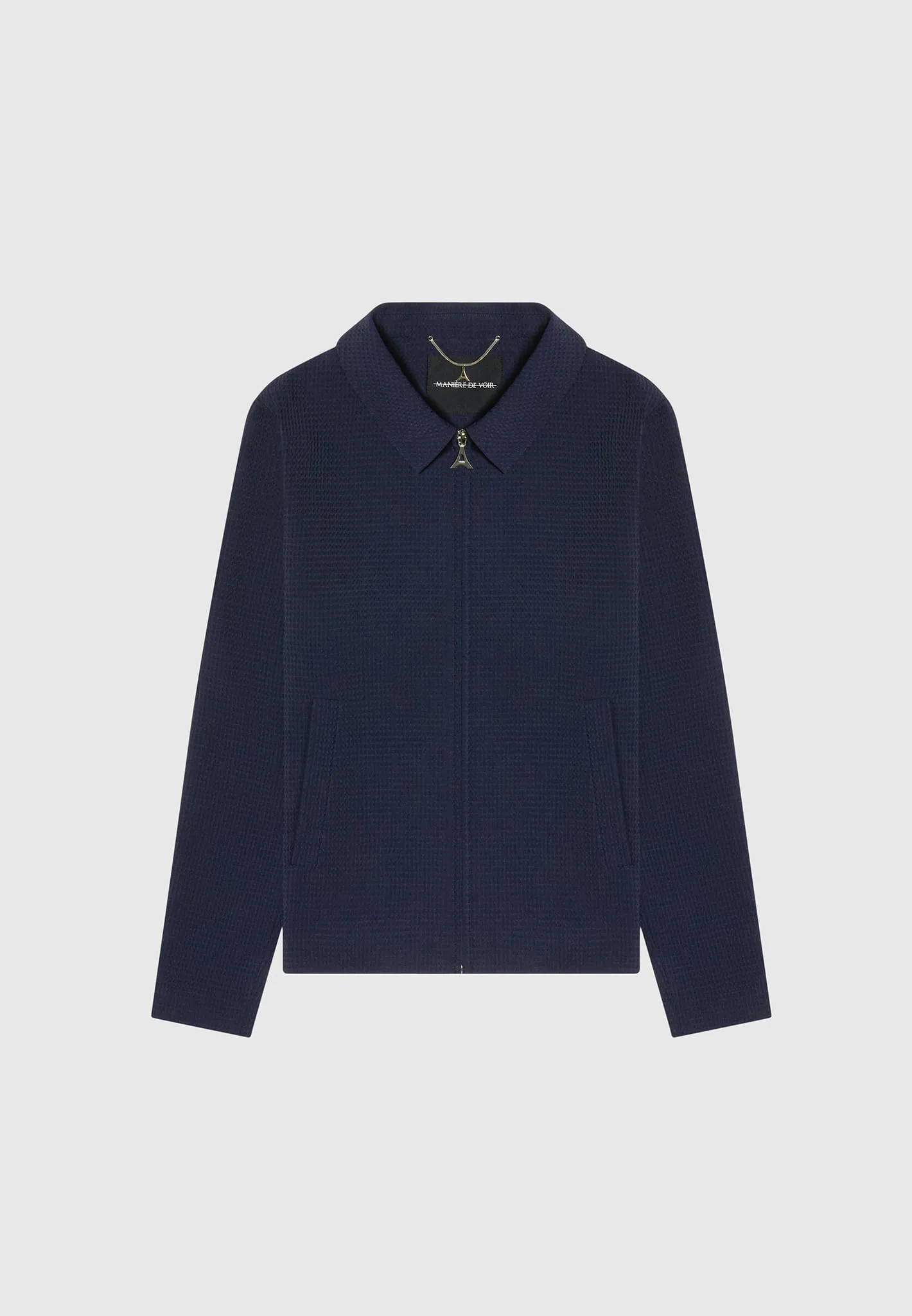 Waffle Seersucker Jacket - Navy sold by Maniere De Voir product image thumbnail 2