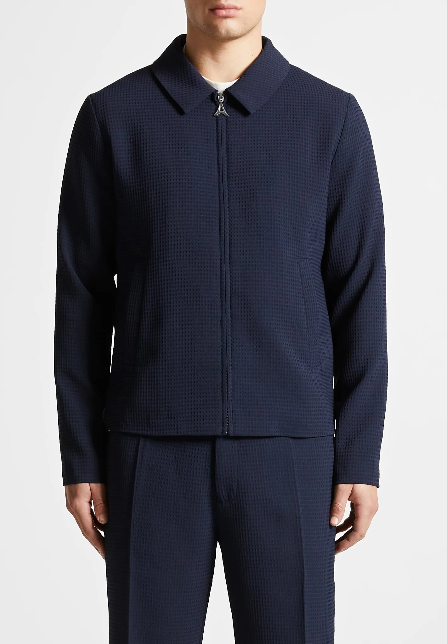 Waffle Seersucker Jacket - Navy sold by Maniere De Voir product image thumbnail 4