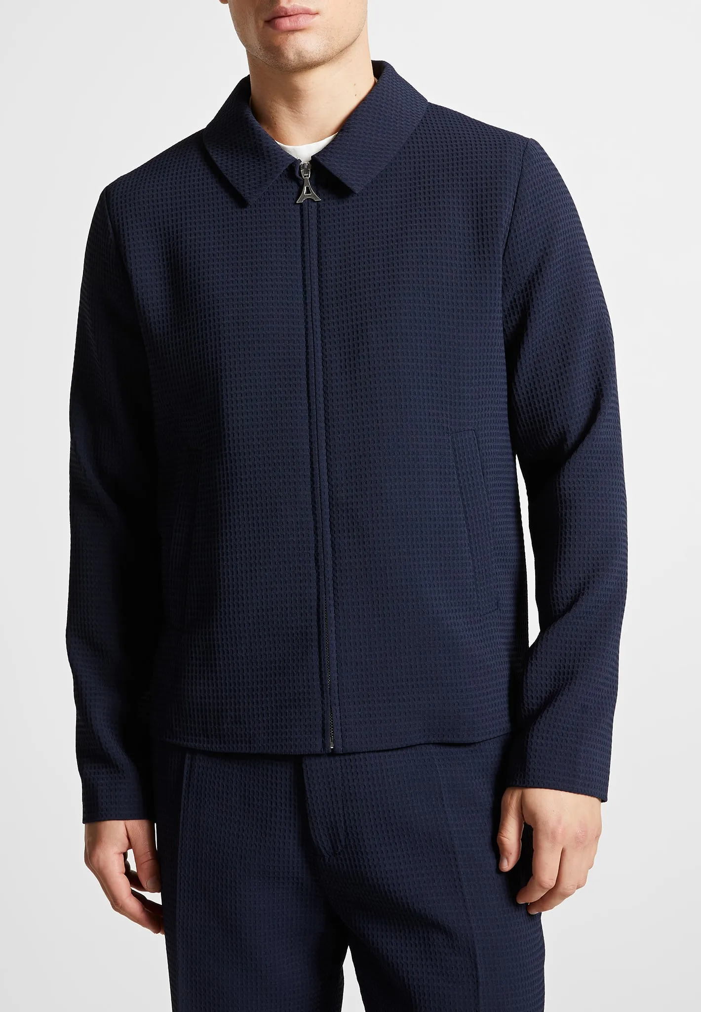 Waffle Seersucker Jacket - Navy sold by Maniere De Voir product image thumbnail 3