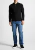 Merino Wool Long Sleeve Polo Top With Zip - Black sold by Maniere De Voir