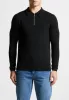 Merino Wool Long Sleeve Polo Top With Zip - Black sold by Maniere De Voir