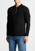 Merino Wool Long Sleeve Polo Top With Zip - Black sold by Maniere De Voir