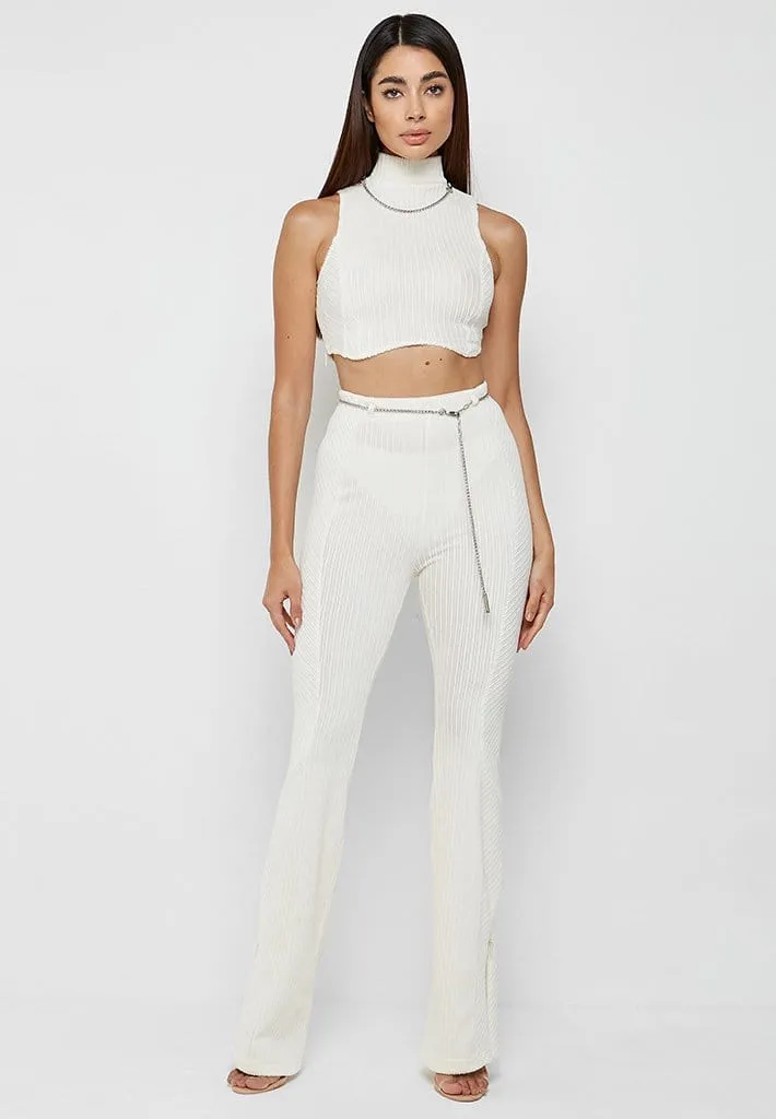 Detachable Chain Ribbed Velour Top - Off White sold by Maniere De Voir product image thumbnail 2