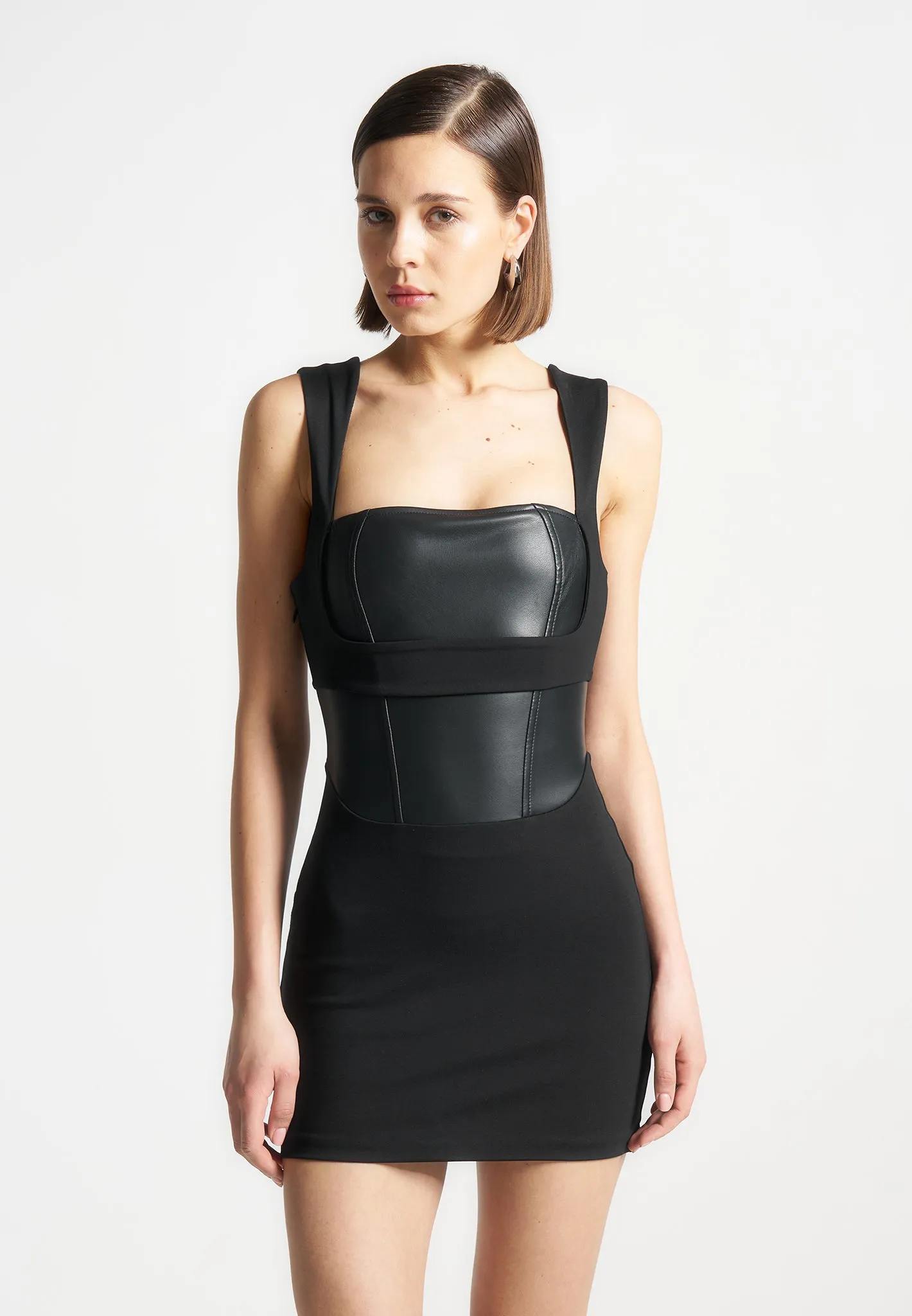 Layered Corset Mini Dress - Black sold by Maniere De Voir product image thumbnail 3