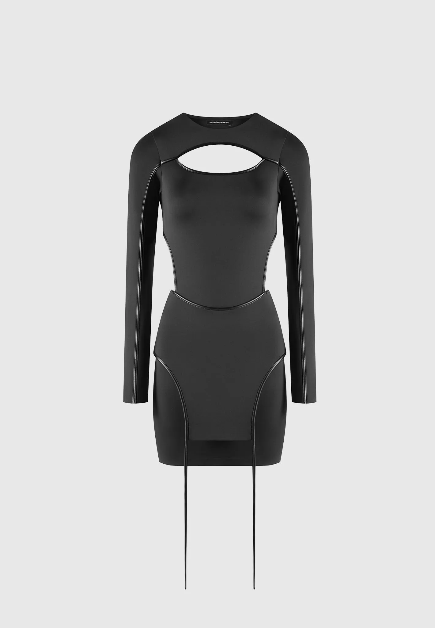Contrast Binding Cut Out Mini Dress - Black sold by Maniere De Voir product image thumbnail 2