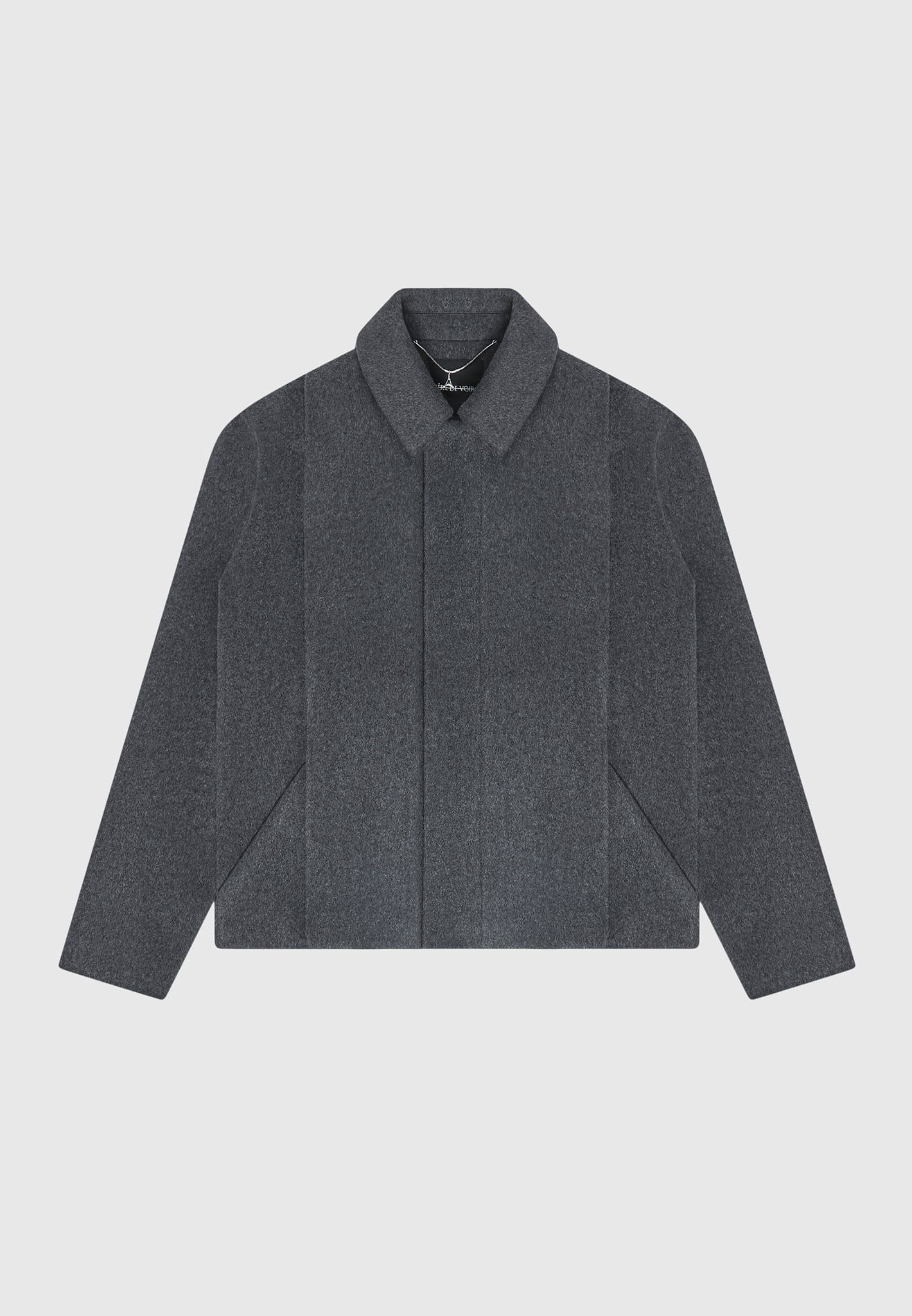 Wool Blend Boxy Jacket with Pleat - Charcoal Grey sold by Maniere De Voir product image thumbnail 2