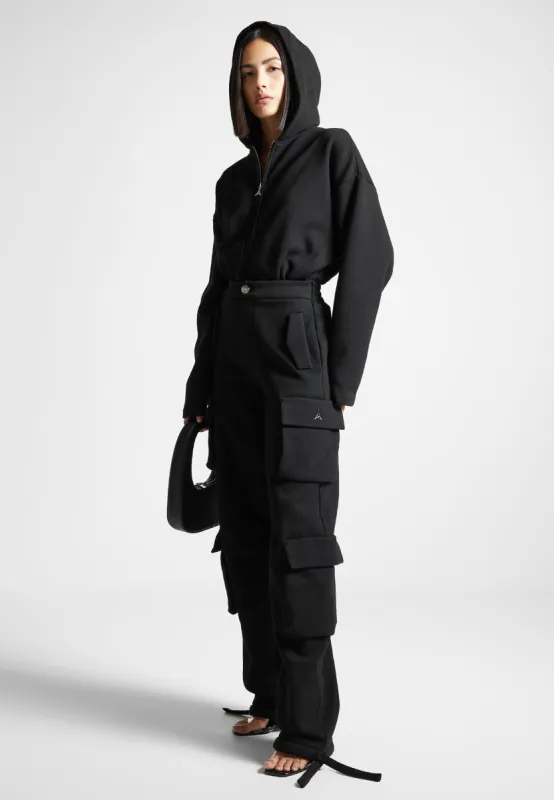 Hooded Cargo Jumpsuit - Black sold by Maniere De Voir