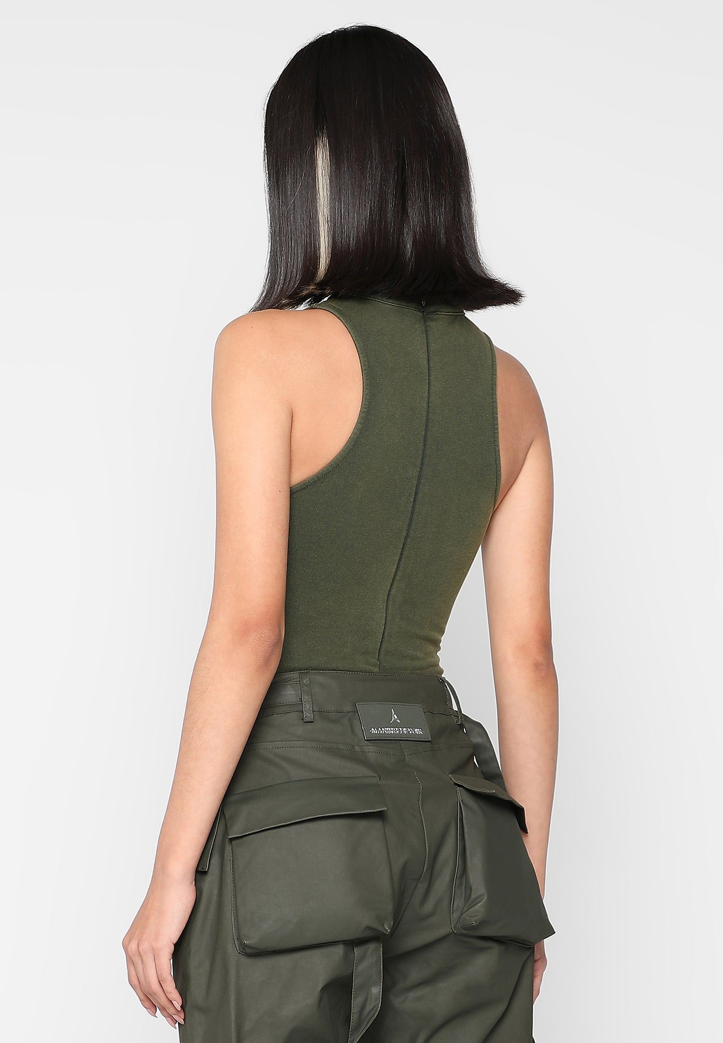 High Neck Racer Bodysuit - Washed Khaki sold by Maniere De Voir product image thumbnail 5