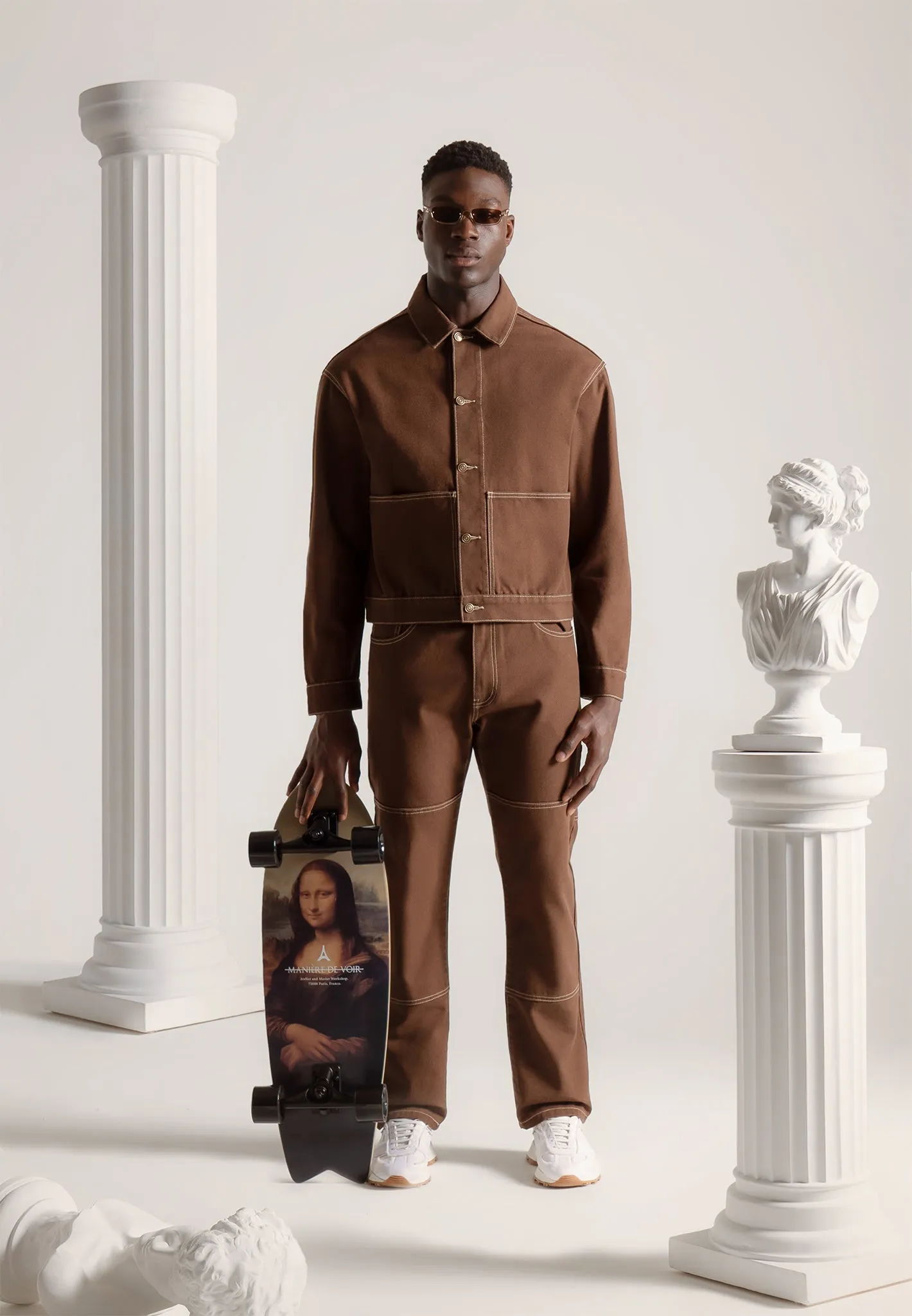 Contrast Stitch Carpenter Jean - Brown sold by Maniere De Voir product image thumbnail 3