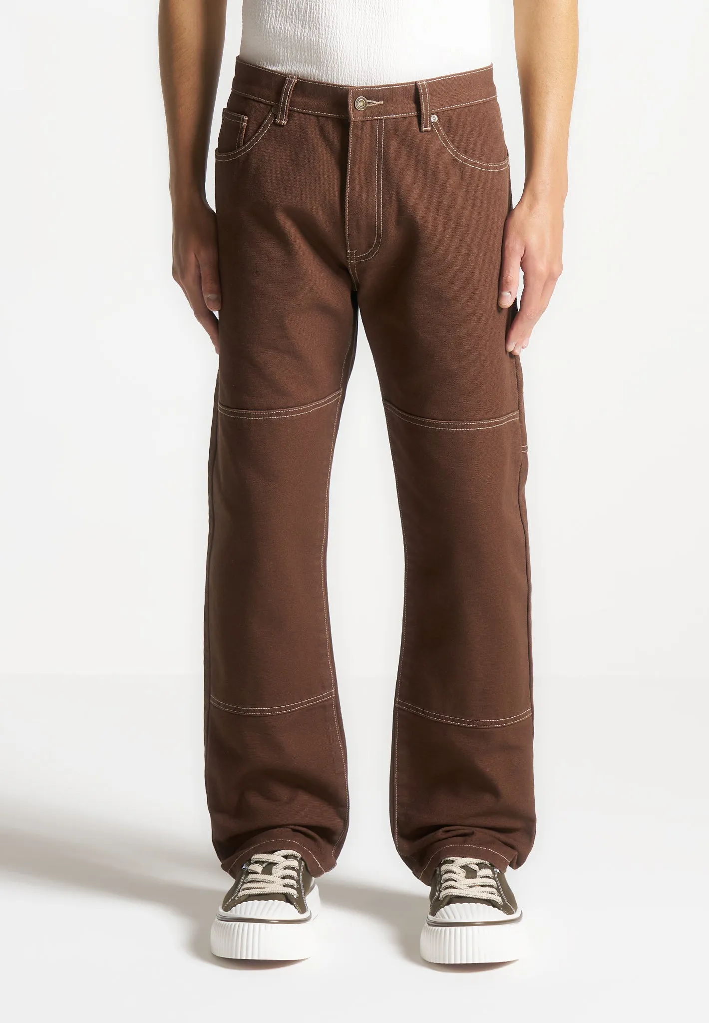 Contrast Stitch Carpenter Jean - Brown sold by Maniere De Voir product image thumbnail 4