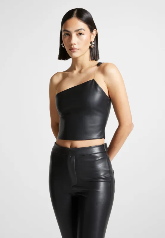 Leather Invisible Strap Top - Black sold by Maniere De Voir