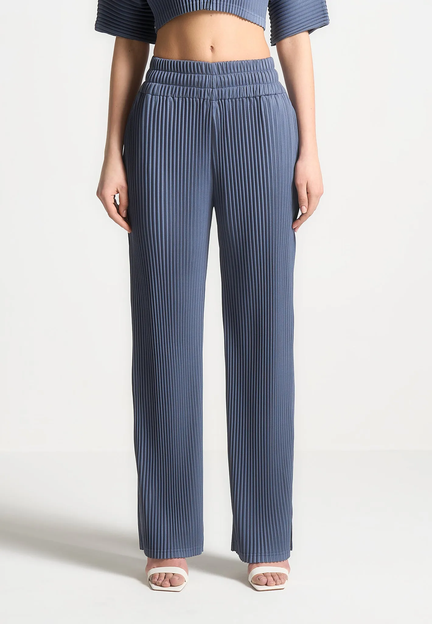 Lila - Pleated Trousers - Steel Blue sold by Maniere De Voir product image thumbnail 2