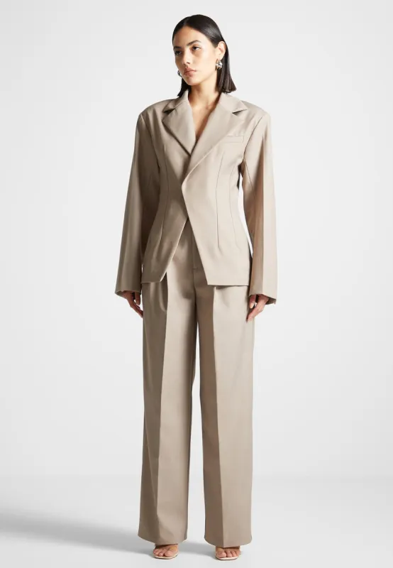 Tailored Double Breasted Blazer - Taupe sold by Maniere De Voir