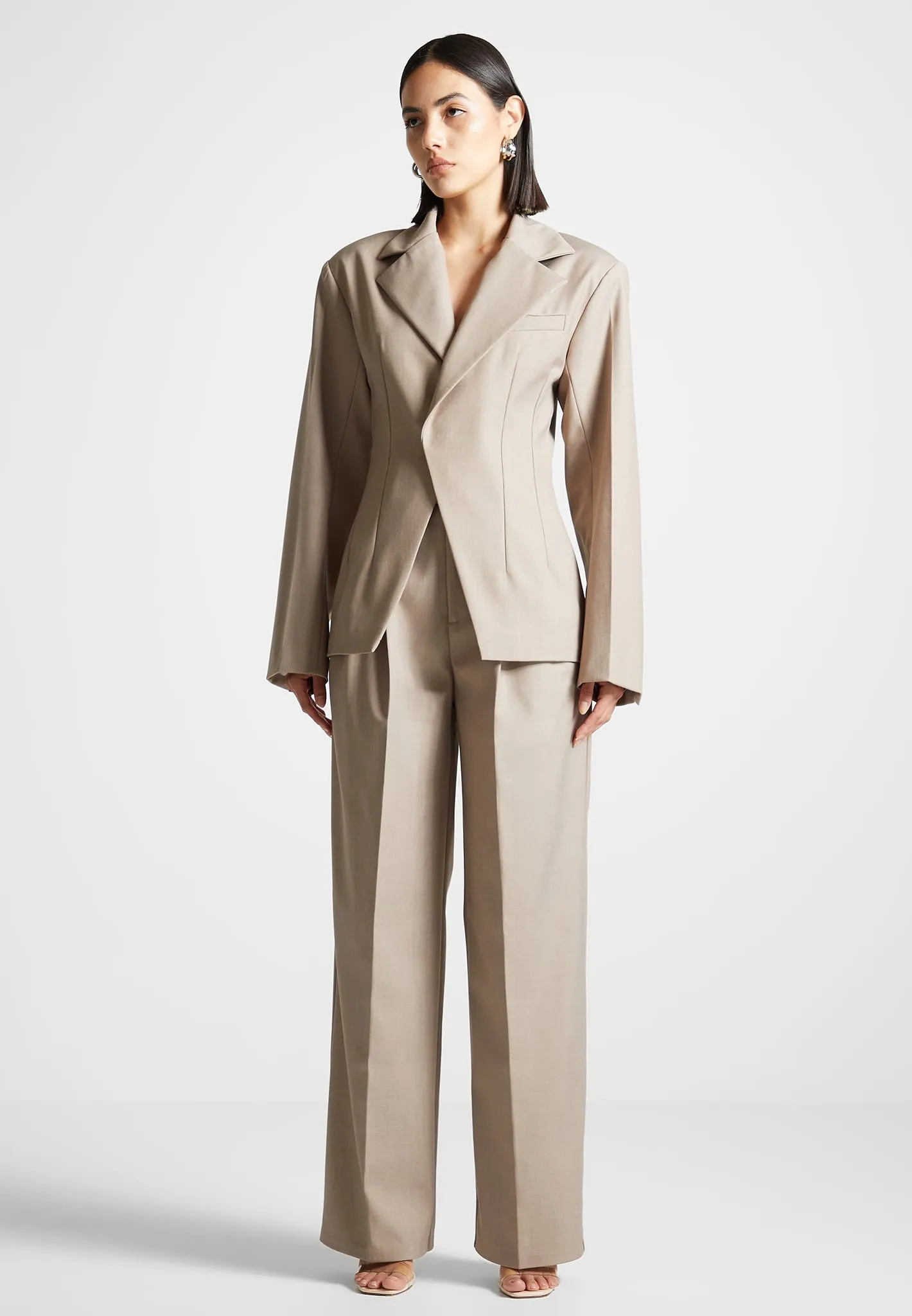 Tailored Double Breasted Blazer - Taupe sold by Maniere De Voir