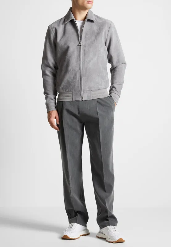 Vegan Suede Bomber Jacket - Grey sold by Maniere De Voir