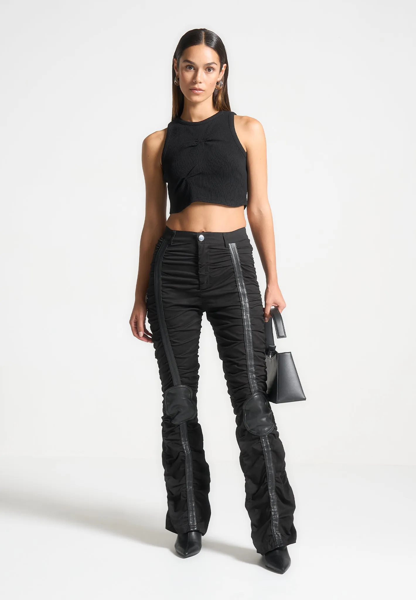 Ruched Trousers with Knee Patch - Black sold by Maniere De Voir product image thumbnail 3
