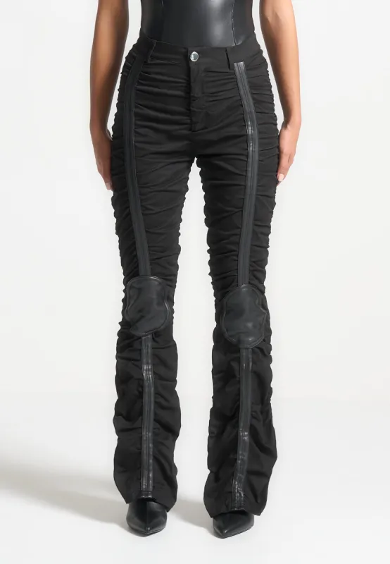 Ruched Trousers with Knee Patch - Black sold by Maniere De Voir