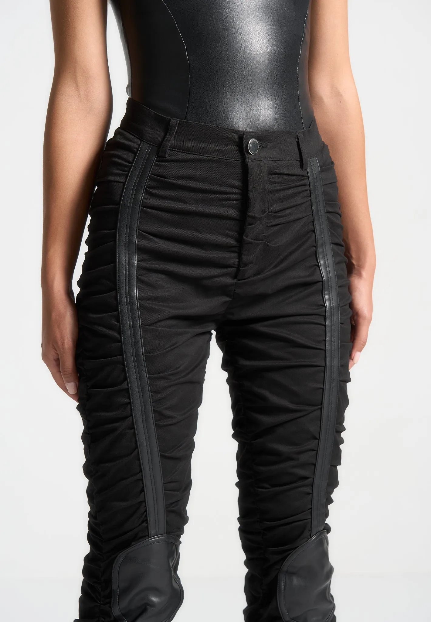 Ruched Trousers with Knee Patch - Black sold by Maniere De Voir product image thumbnail 5
