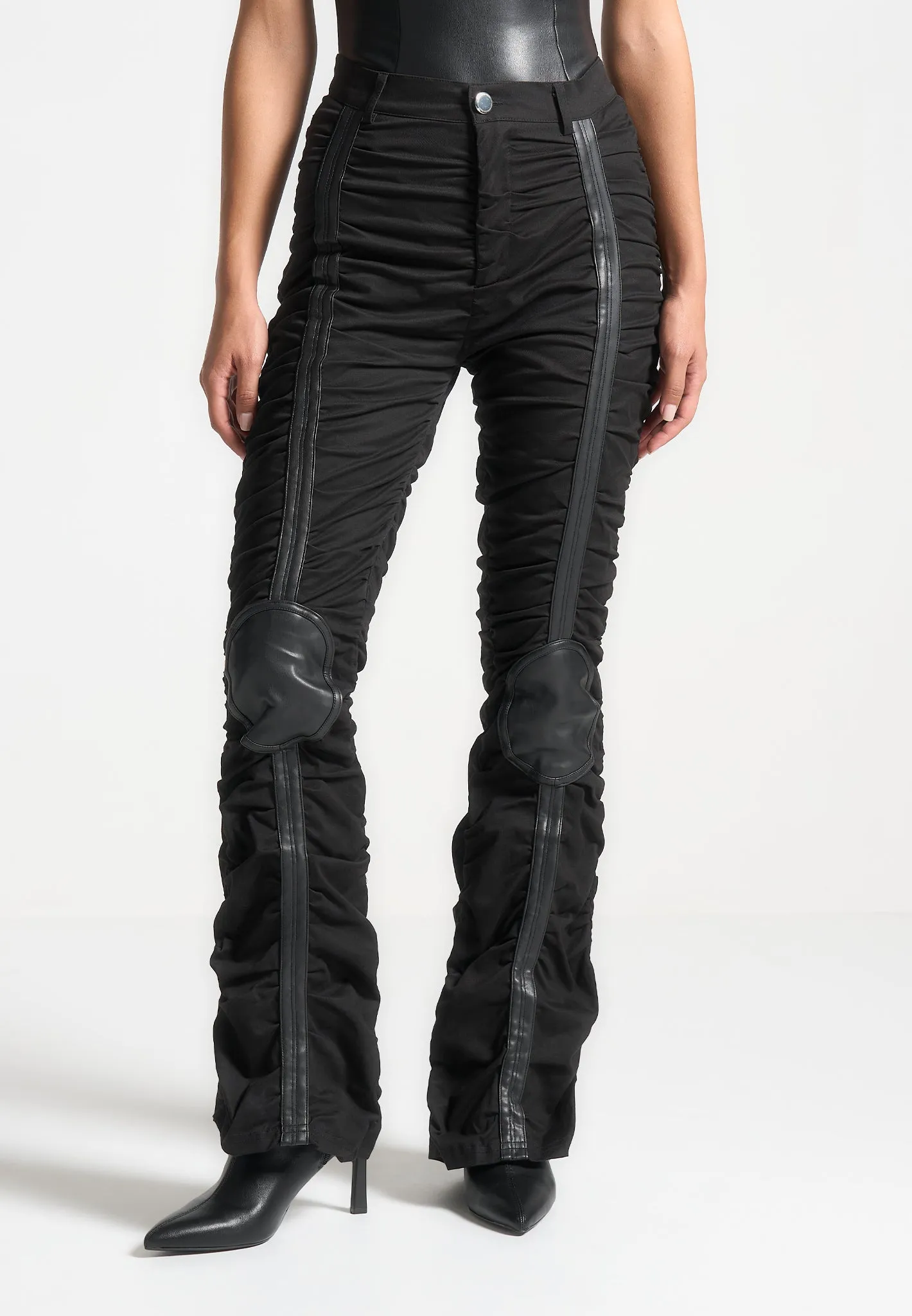 Ruched Trousers with Knee Patch - Black sold by Maniere De Voir product image thumbnail 4