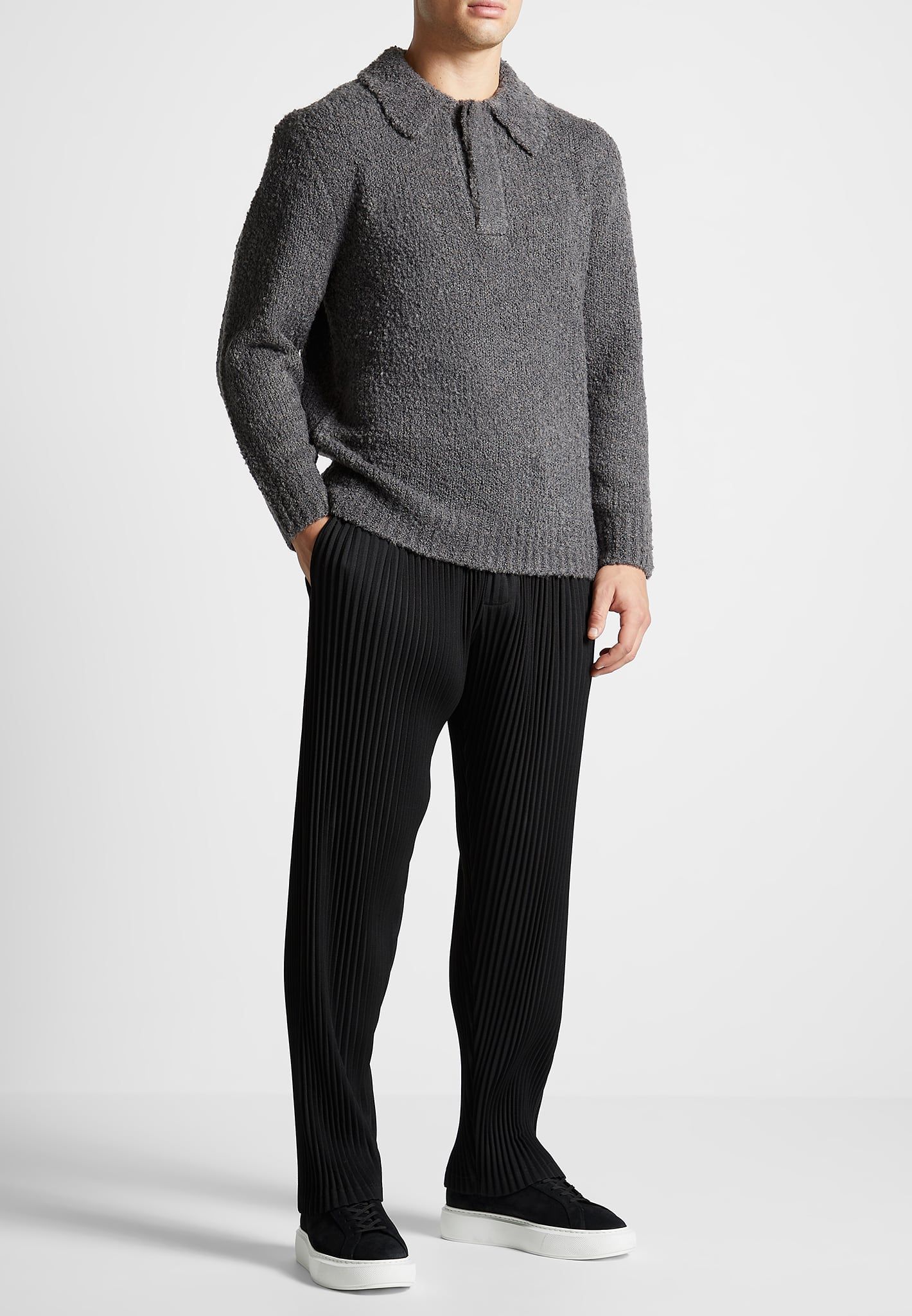 Boucle Knit Polo Jumper - Grey sold by Maniere De Voir product image thumbnail 2