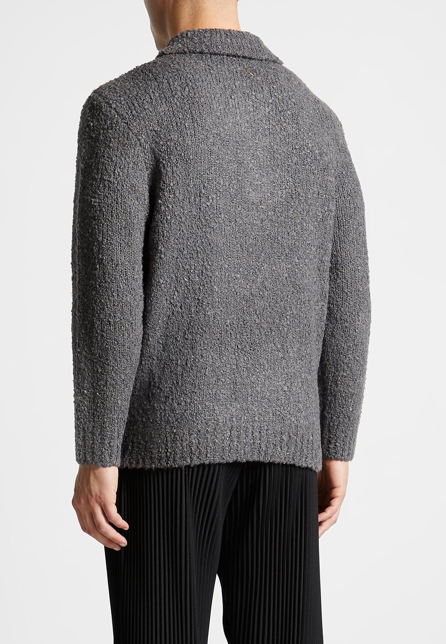 Boucle Knit Polo Jumper - Grey sold by Maniere De Voir product image thumbnail 5