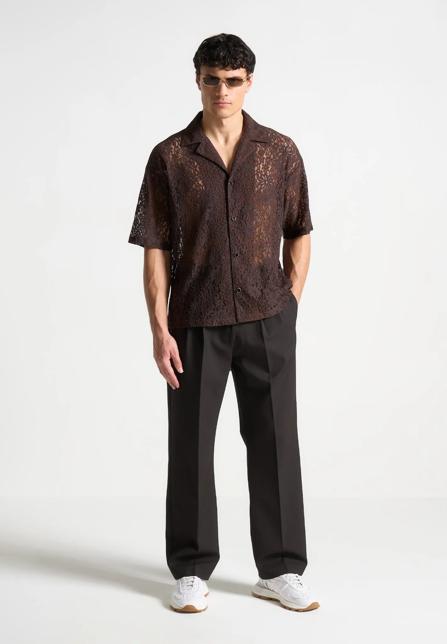 Textured Tailored Trousers - Brown sold by Maniere De Voir product image thumbnail 3