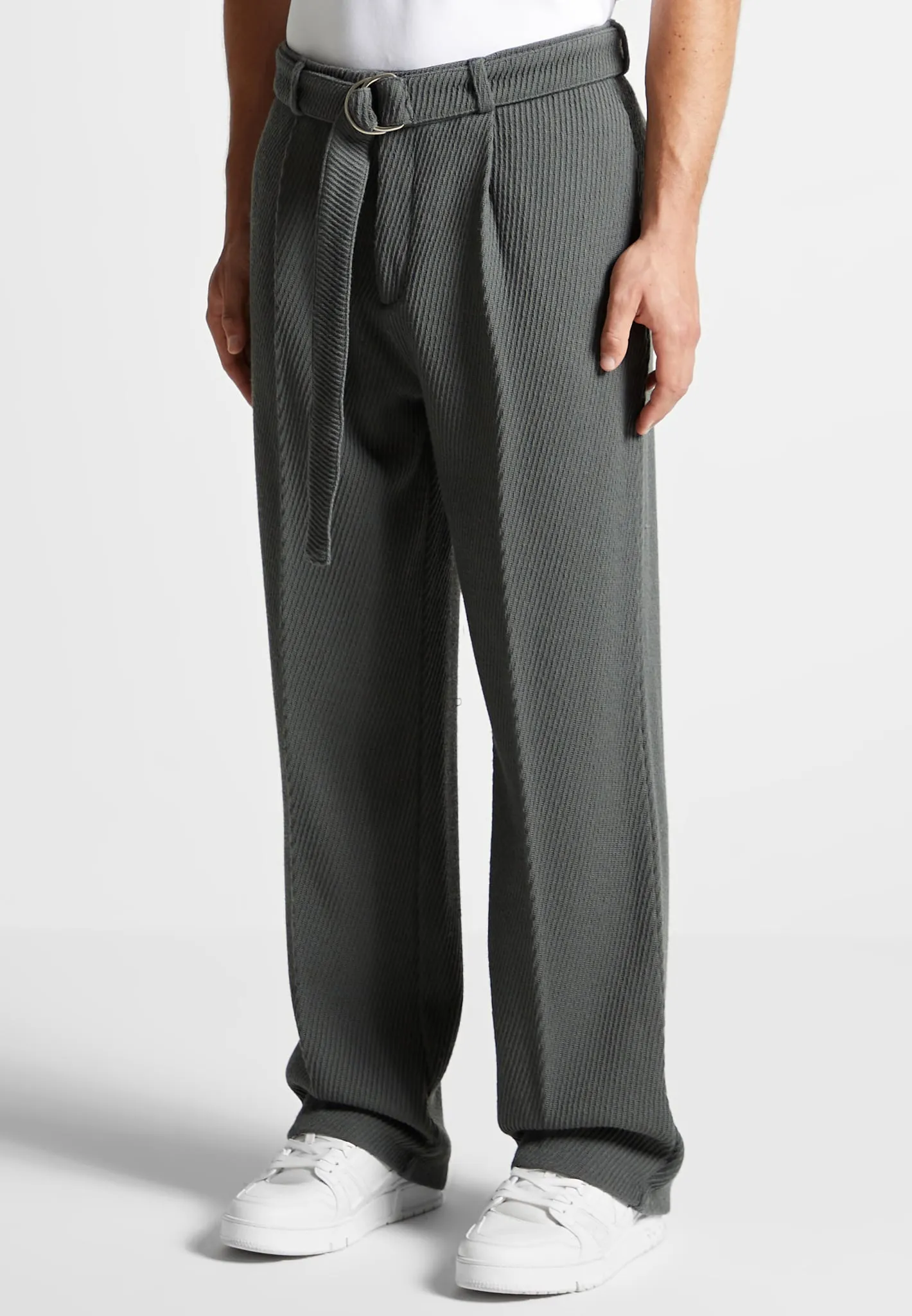 Twill Trousers With Belt - Grey sold by Maniere De Voir product image thumbnail 4